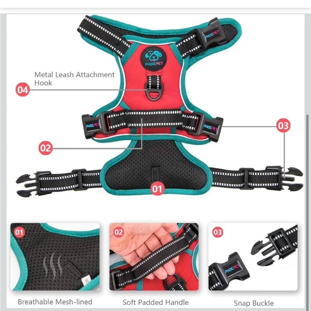 PHOEPET 2019 Upgraded No Pull Dog Harness, Reflective Adjustable Vest S/ 130/DC